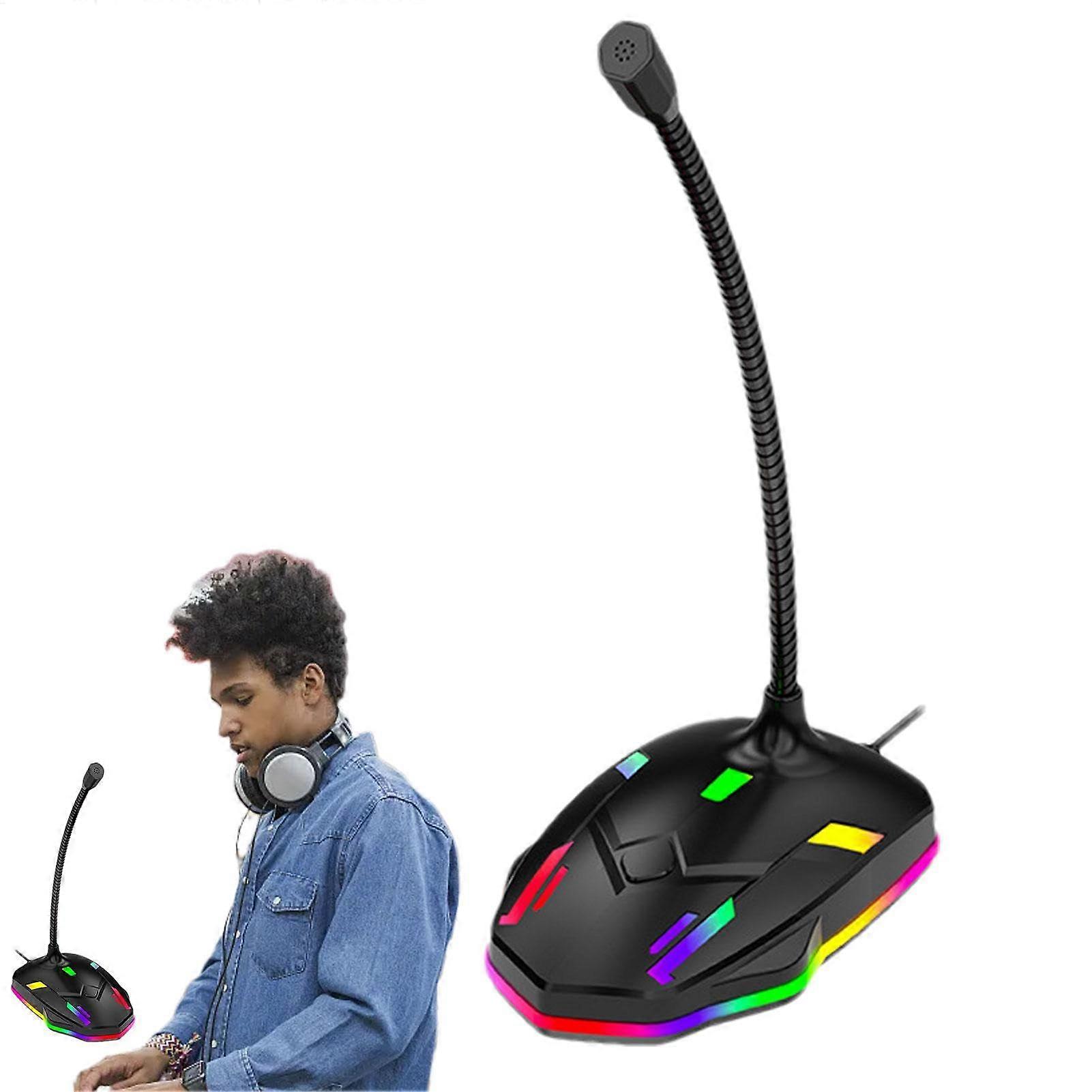 Condenser Microphone USB Desktop Microphone For PC And Laptop 210x35mm Flexible Pickup Black For Video Calls Podcasts