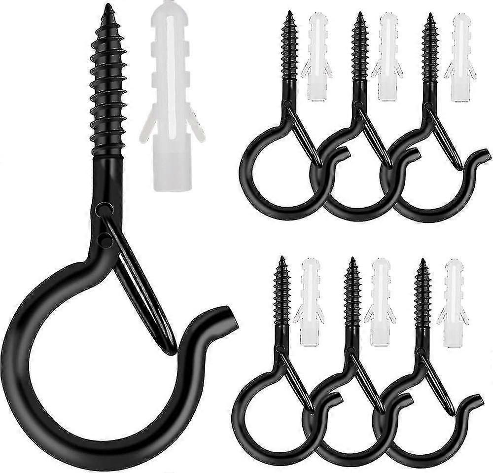 6 Pcs Q-hanger Hooks Screw Hooks For Outdoor String Lights Safety Buckle Desig