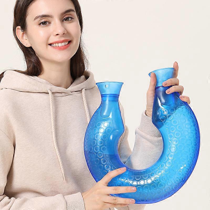 OliviaLiving Hot Water Bottle,1400ML PVC Hot Cold Water Bottle Bag U Shaped Heating Pads Pain Relievers Winter Neck Hand Warmer Bag