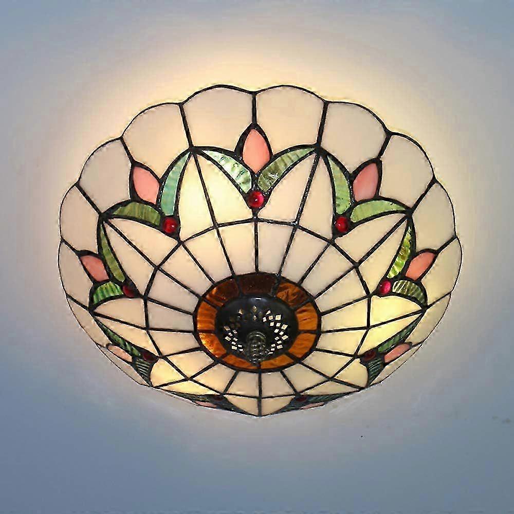 Luminária de teto estilo Tiffany de 25 a 26 polegadas, luminária de teto embutida com vitral e 12 polegadas