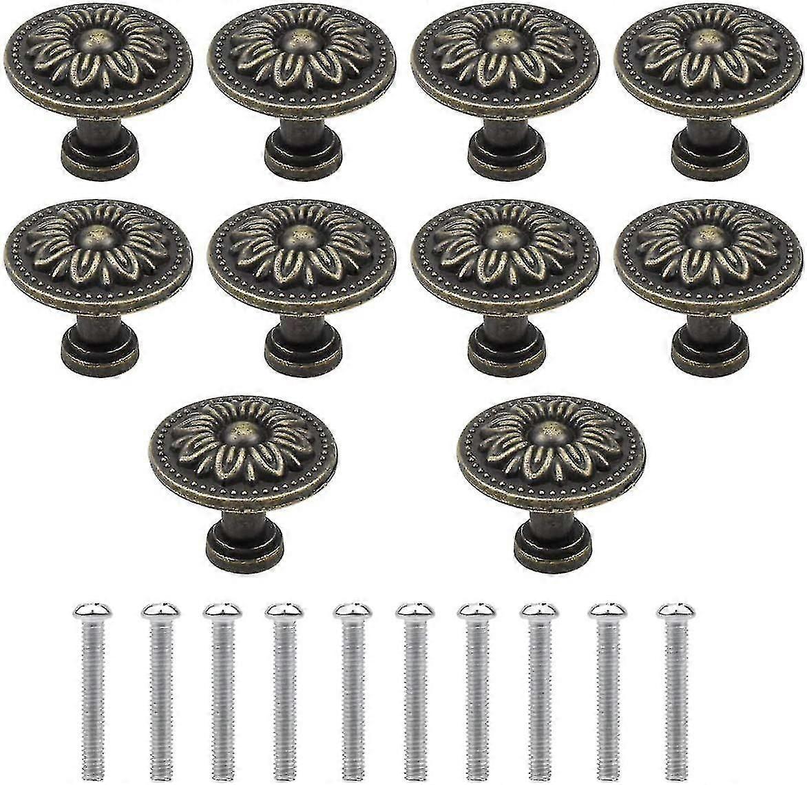 Vintage Bronze Drawer Knobs, 32mm Retro Drawer Pulls, Cabinet Door Knobs, Furniture Knobs, Set Of 10