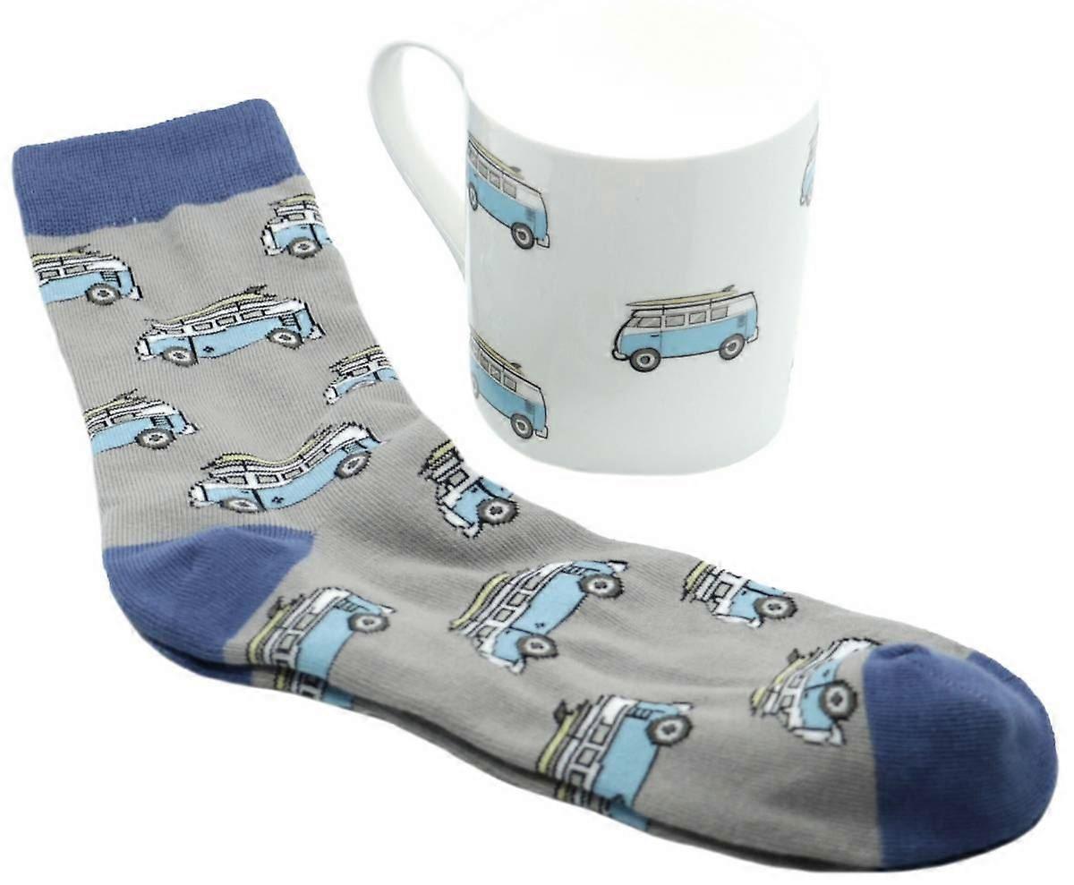David Aster Campervan Mug and Sock Set - White