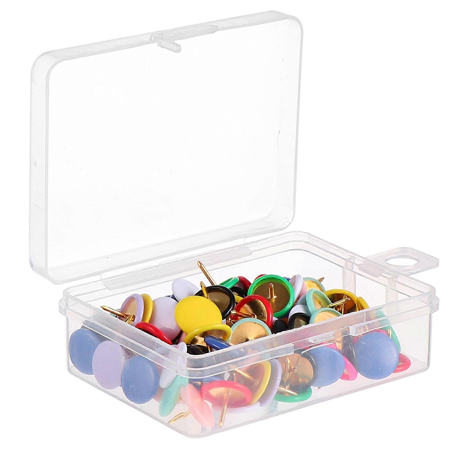 100Pcs Flat Round Head Map Thumb Tacks Push Pin DIY Pushpin (Mixed Color)