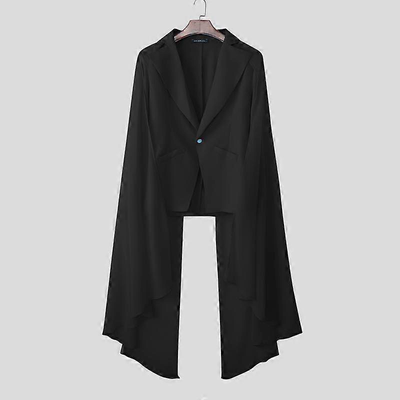 INCERUN Oversized Men Lapel Long Sleeve One Button Shawl Thin Blazer Casual Coats