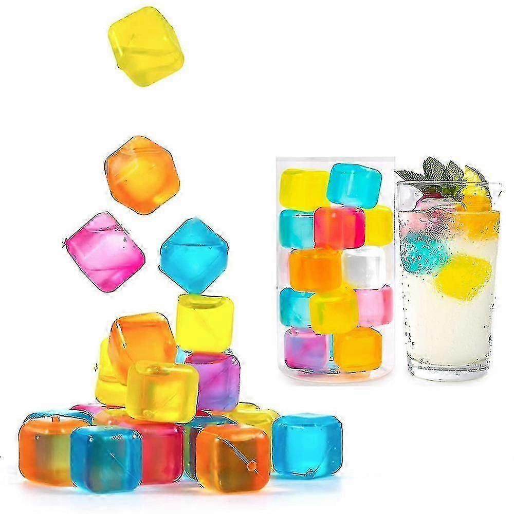 Reusable Refreezable Plastic Ice Cubes, Square BPA-Free for Drinks