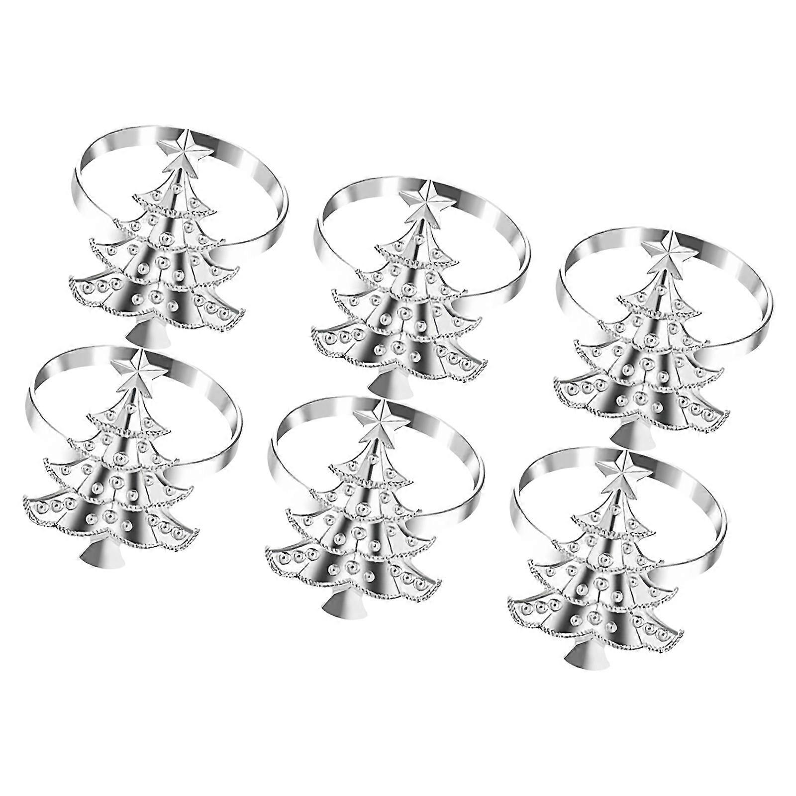 Christmas Tree Designs Metal Napkin Rings Elegant Table Setting Accent For Home Dining Tableware Decoration Multicolor