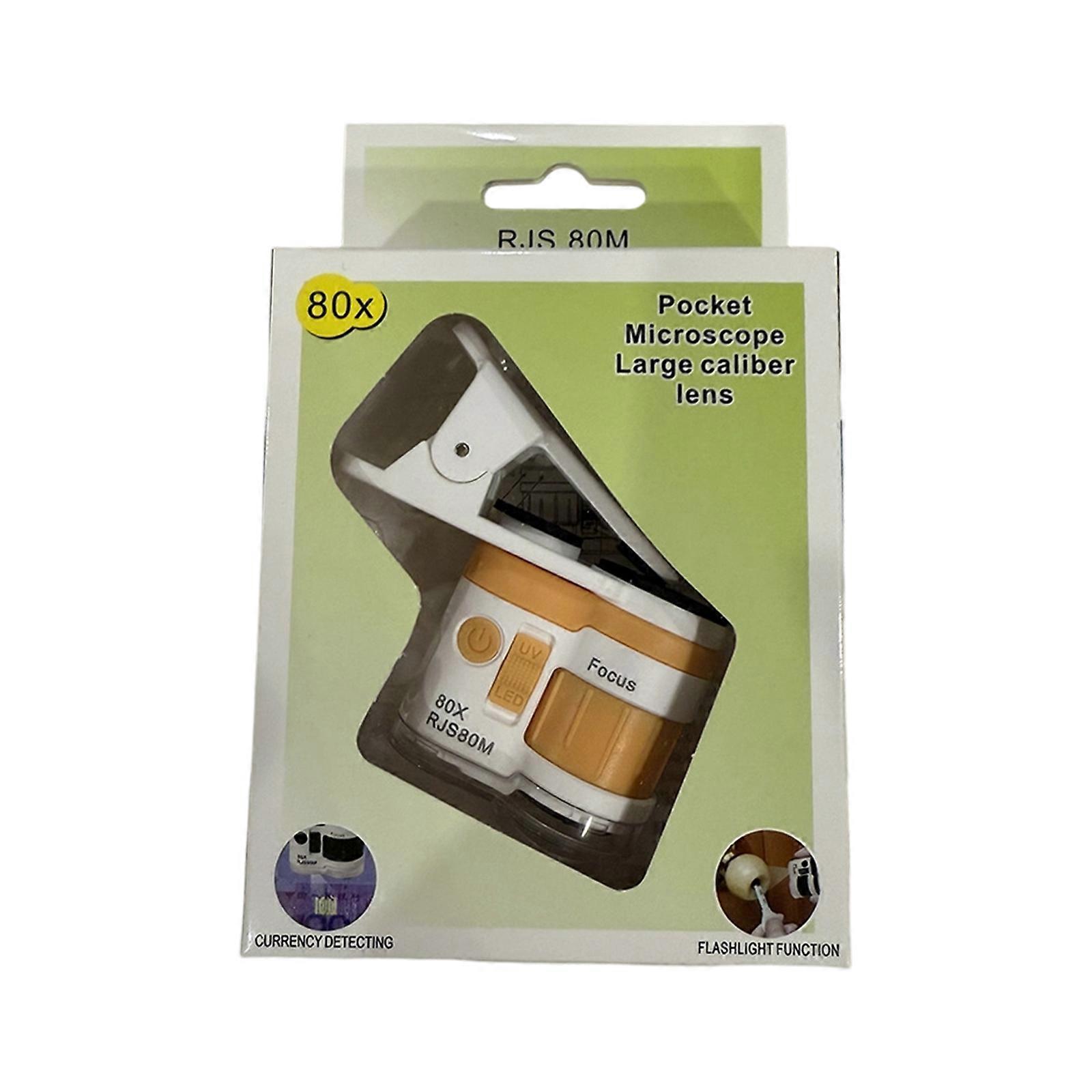 Portable Pocket Mini Microscope Magnifier Glass With Clip For Kids Science Exploration And Observation  orange.