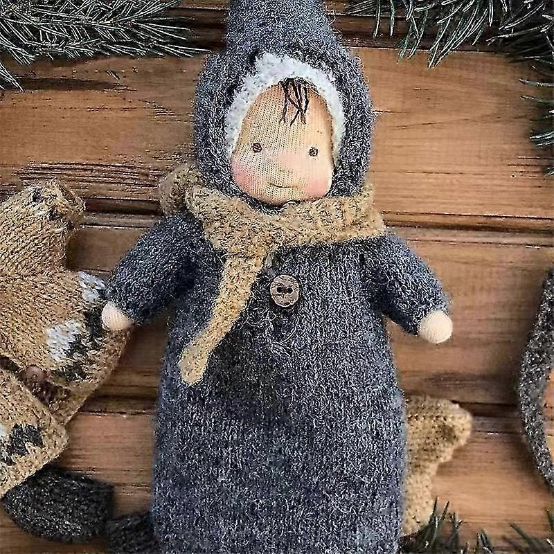 Handgemachte Waldorfpuppe, Handgemachte Strickpuppe, Handgemachte Plüschpuppe, Weihnachts-Waldorfpuppe, Weihnachtsgeburtstagsgeschenk Mädchen 25-26