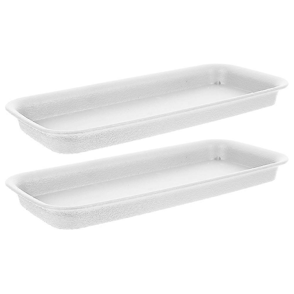 Planter Plates Rectangular Water Tray for Plants 2Pcs Water Collection Groove