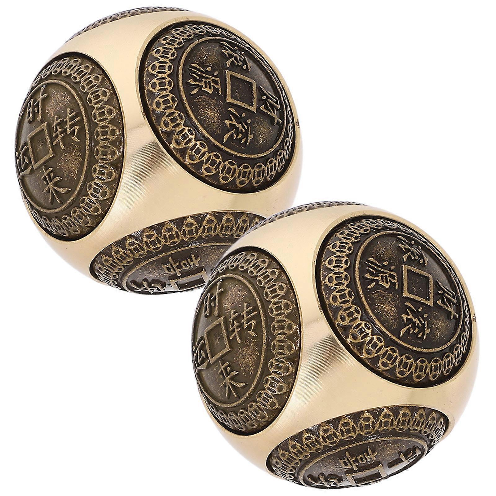 Golden Hand Exercise Balls Baoding Balls Stress Relief Finger Dexterity Improvement 2Pcs