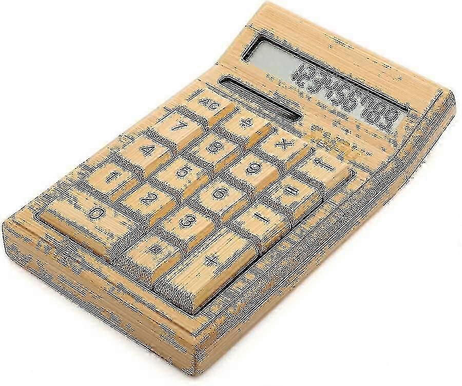 Bamboo Wooden Solar Calculators Standard Function Desktop Calculator With 12-digit Large Display