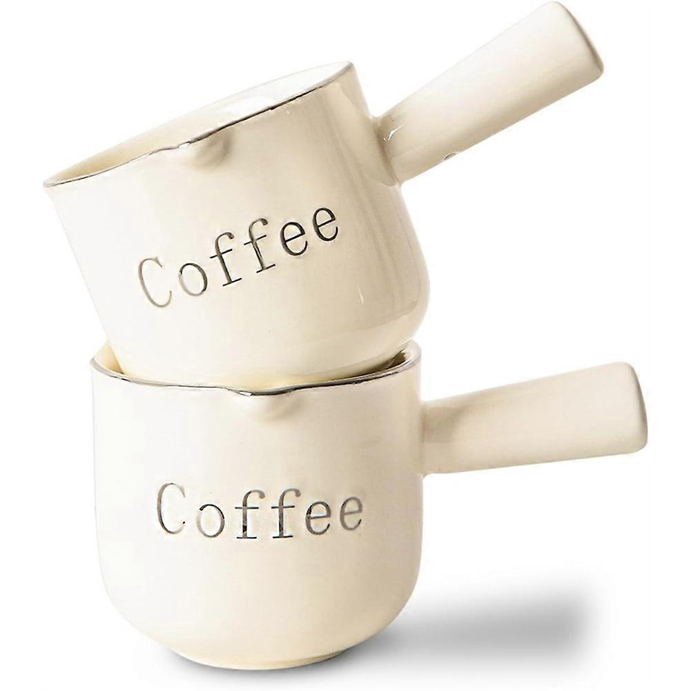 Espresso Cups, Ceramic Measuring Cup, 90ML Cup with Handle, Shot Cup with V-Shaped Mouth, Pitcher for Espresso Making