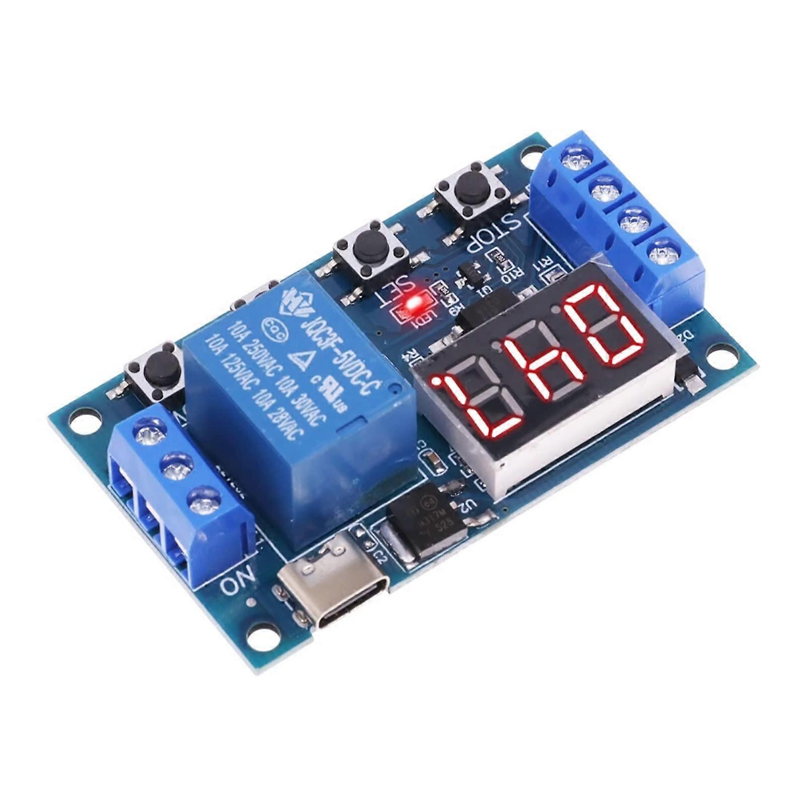 DC 5V 12V 24V LED Light Digital Time Delay 1 Way Relay Trigger Cycle Switch Circuit Board Micro TypeC USB Timing Module