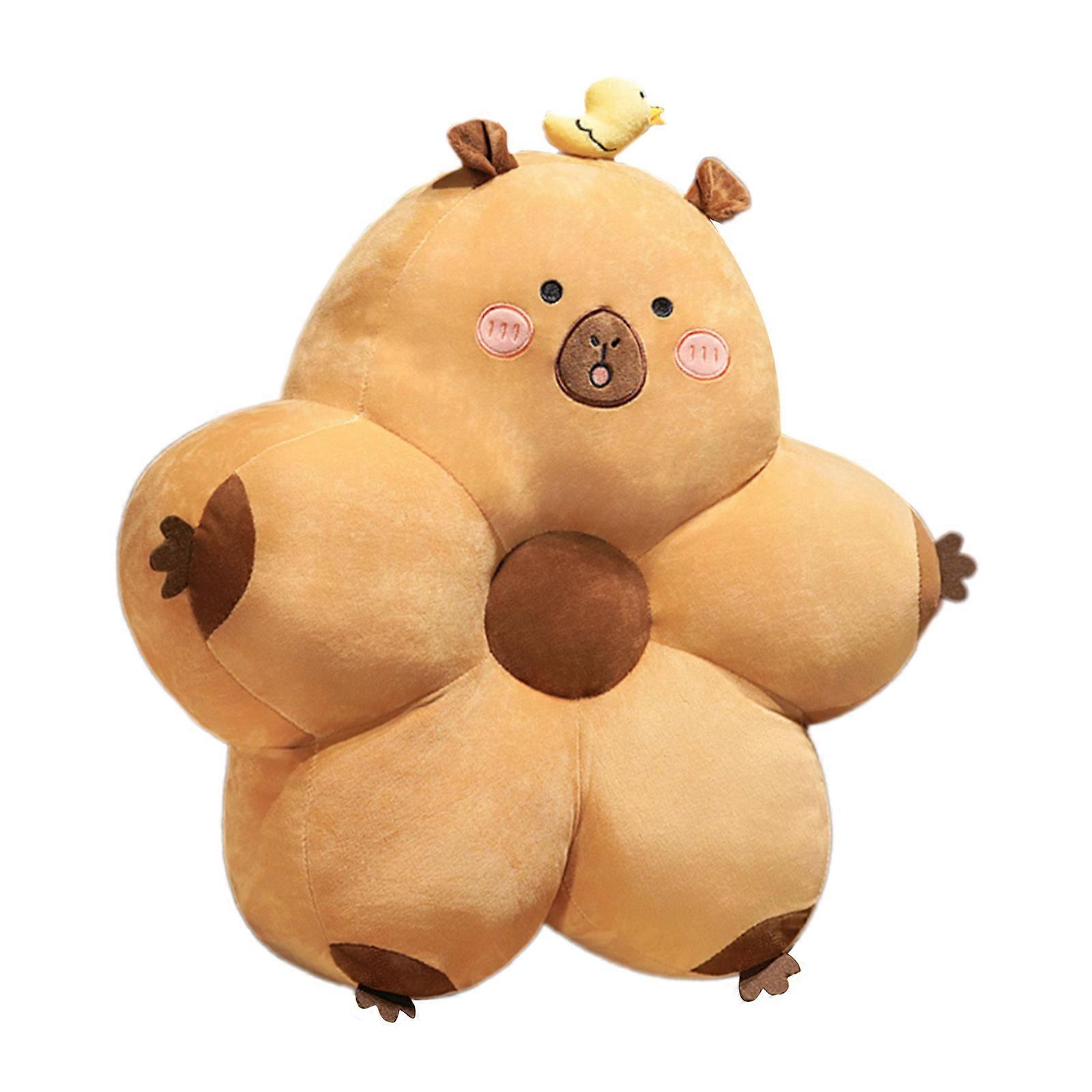 Plush Capybara Lumbar Support Pillow for Long Hours Seating, Breathable PP Cotton for Home and Office  round eyes S