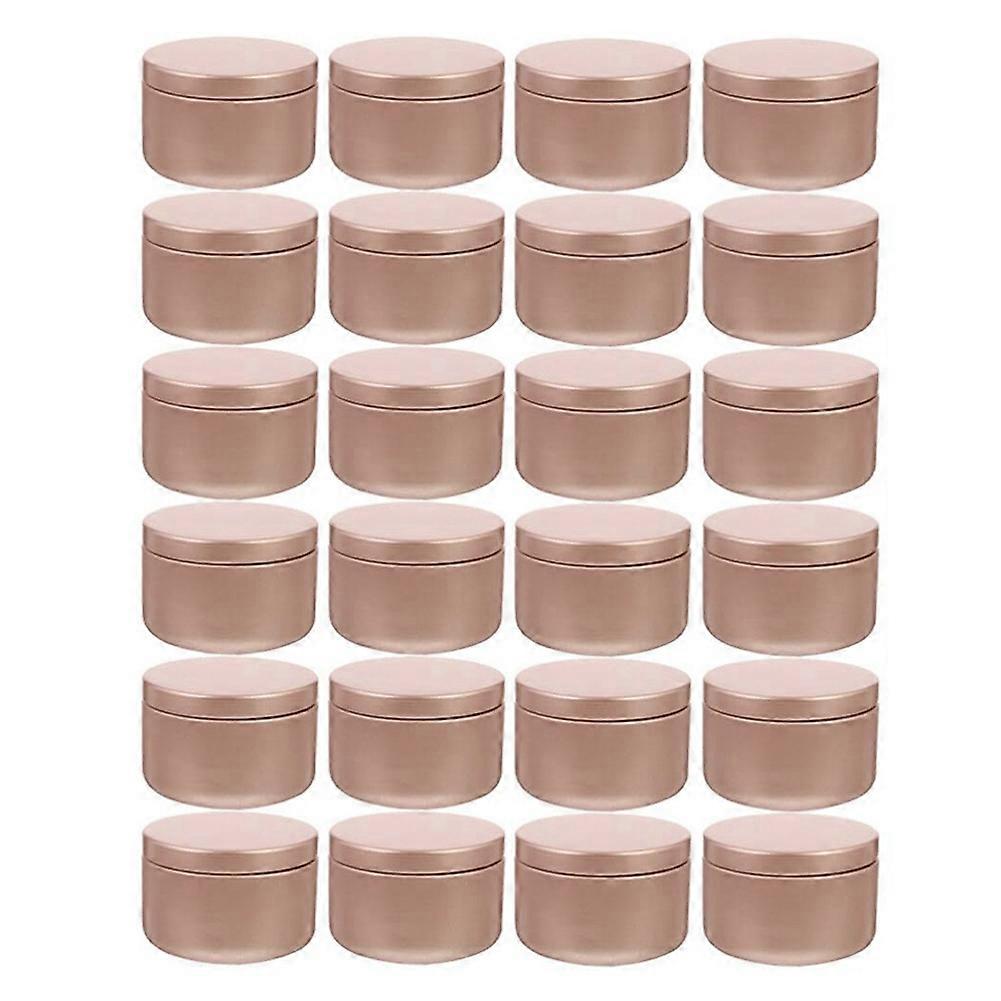 24 Pcs Candle Jar Decorative Labels Empty Storage Tins Candle Tin Can Candlestick Holders Round Tin Containers, C