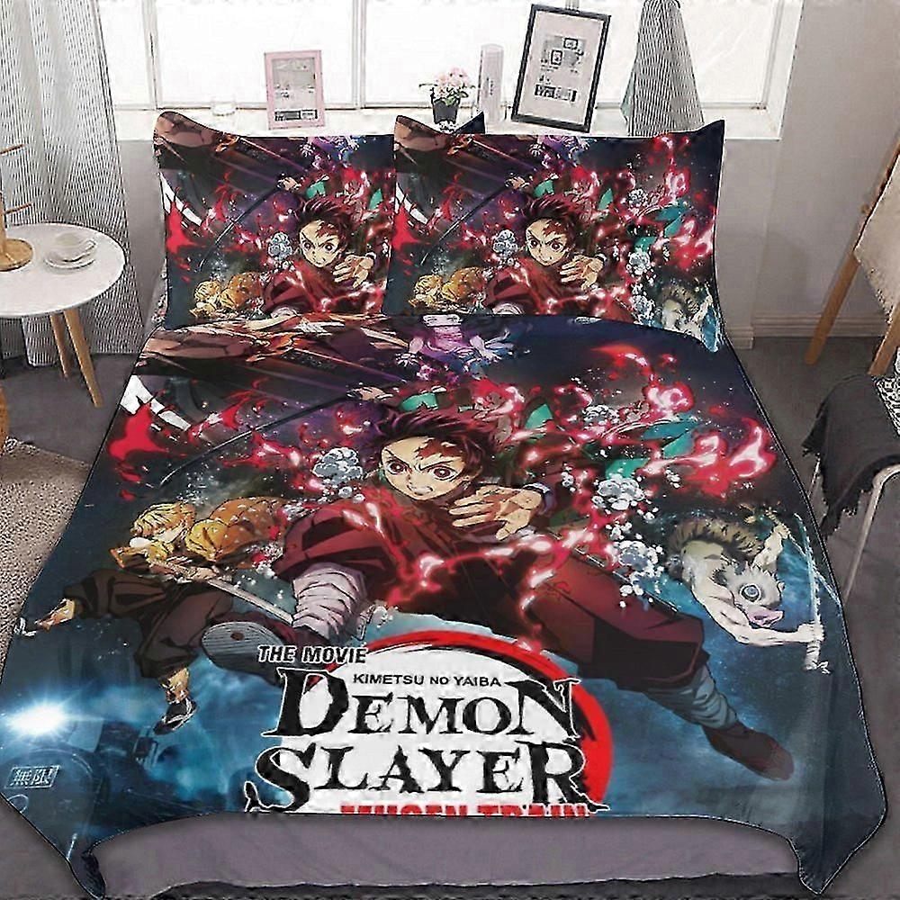 468 فولت قاتل الشيطان مجموعة الفراش 3 قطع طقم سرير غطاء لحاف ناعم دافئ ومريح مع غطاء لحاف واحد و 2 غطاء وسادة للأولاد والبنات وسرير الأطفال الكبار