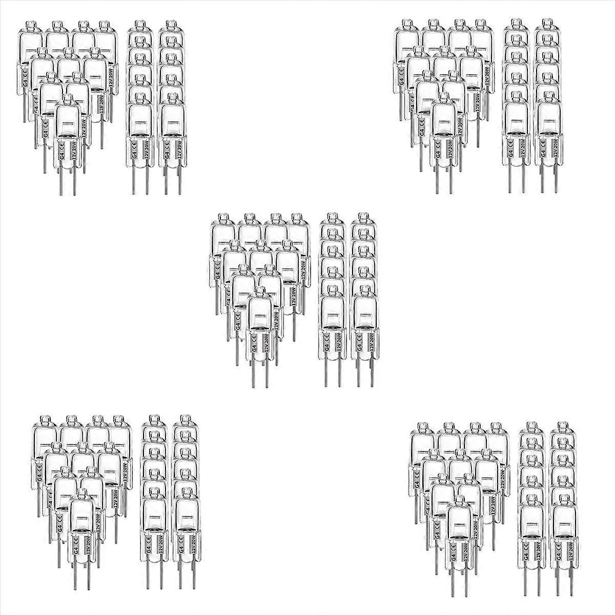 100 Pcs G4 Halogen Bulbs,20W 12V Halogen Light Bulbs 2 Pin Clear Lamp Bulb,for Cooker Lighting,Signa