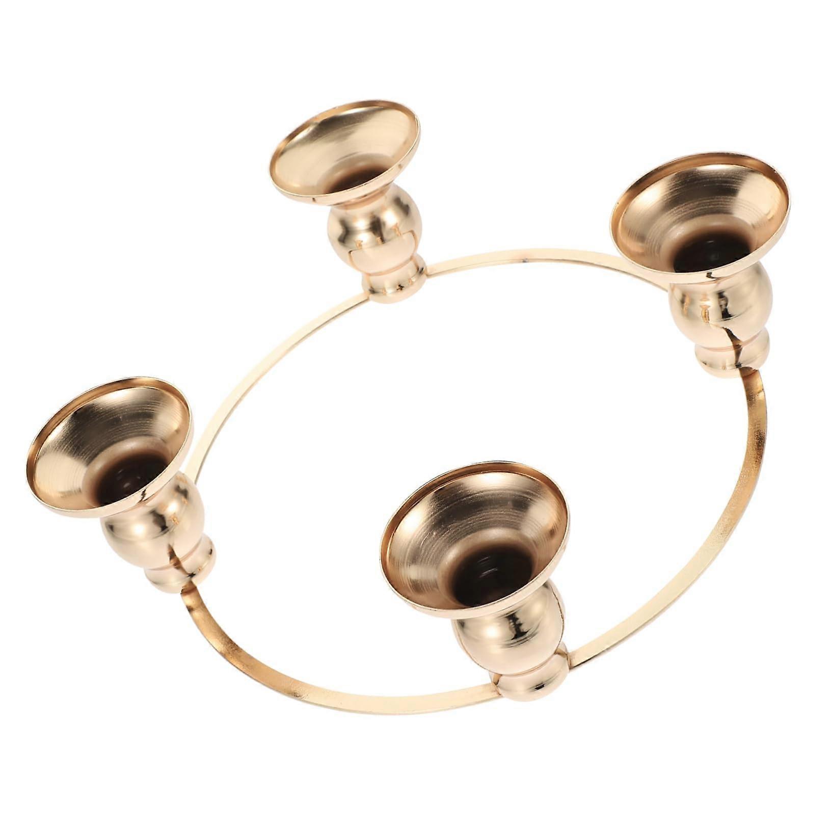 Christmas Advent Candle Holder with Painted Wreath for Holiday Table Centerpiece Decor