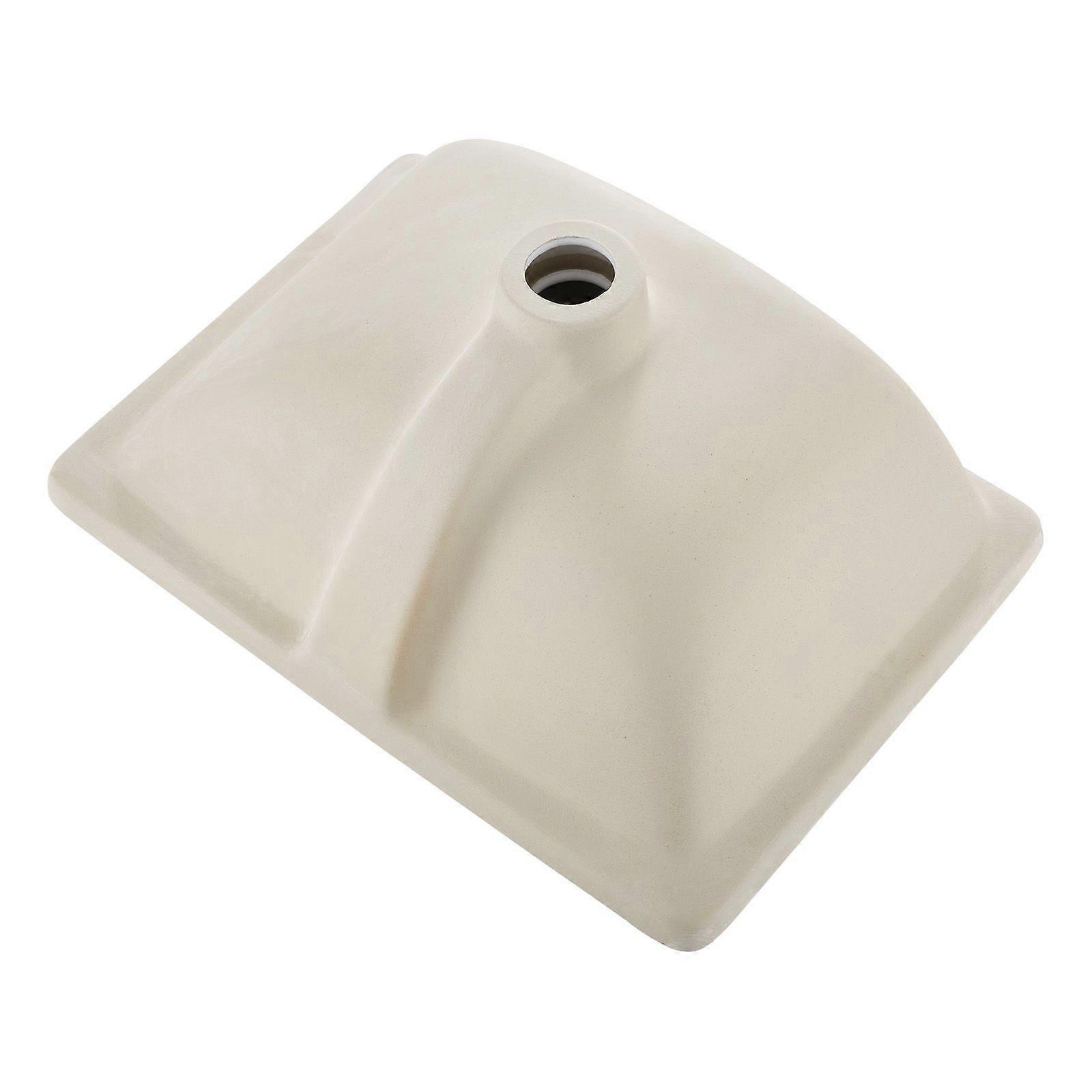 Undermount Bathroom Sink, 460 x 330 mm Rectangular White Ceramic Vessel Sink with Overflow Hole