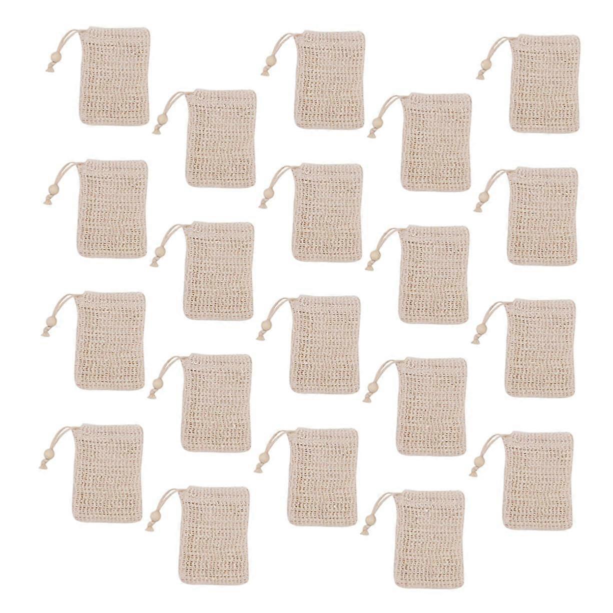 20pcs Soap Saver Bag Cotton Linen Pouches with Rich Foaming Mesh for Facial and Body Cleansing