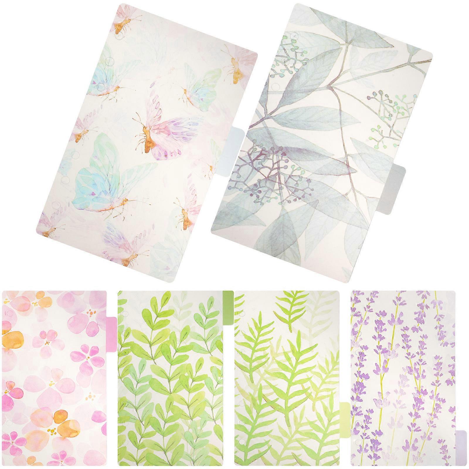 6 Pcs A6 Colorful Six-hole Index Page Classified Lables Transparent Plastic Tab Dividers (Forest Tales Series)