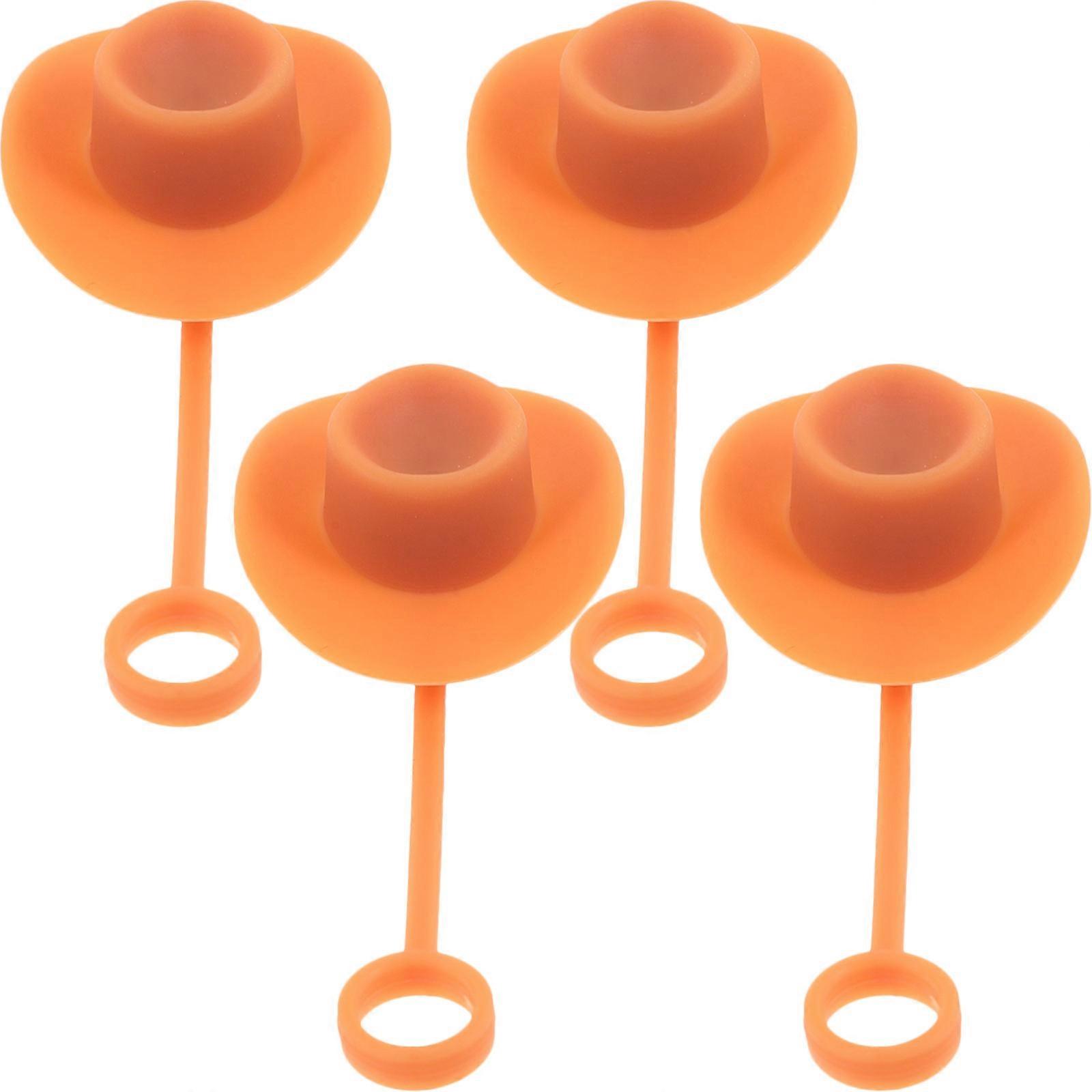 Brown Reusable Silicone Straw Tip Covers for Outdoor Use 4Pcs Set
