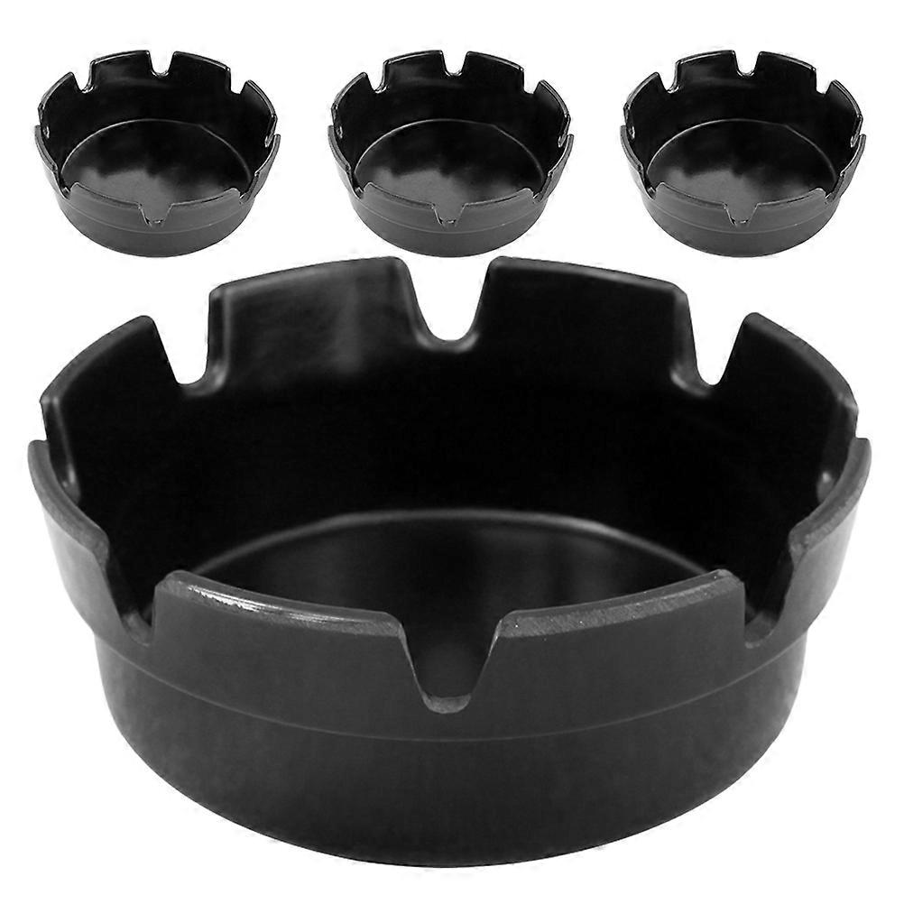 Black Plastic Ashtray for Butt Disposal 4Pcs for Patio Use