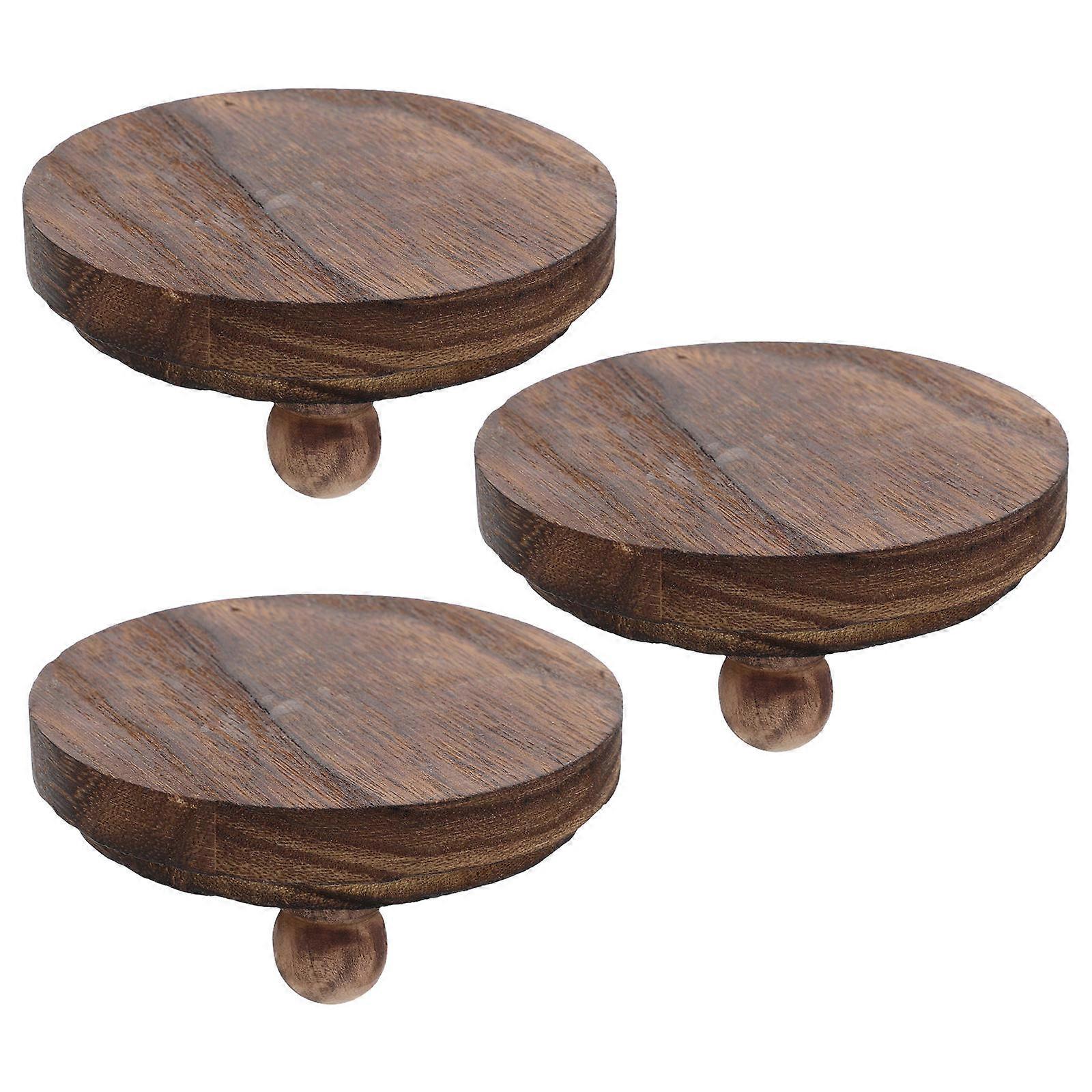 Wood Display Riser for Displaying Use 3Pcs Brown Mini Wooden Stand
