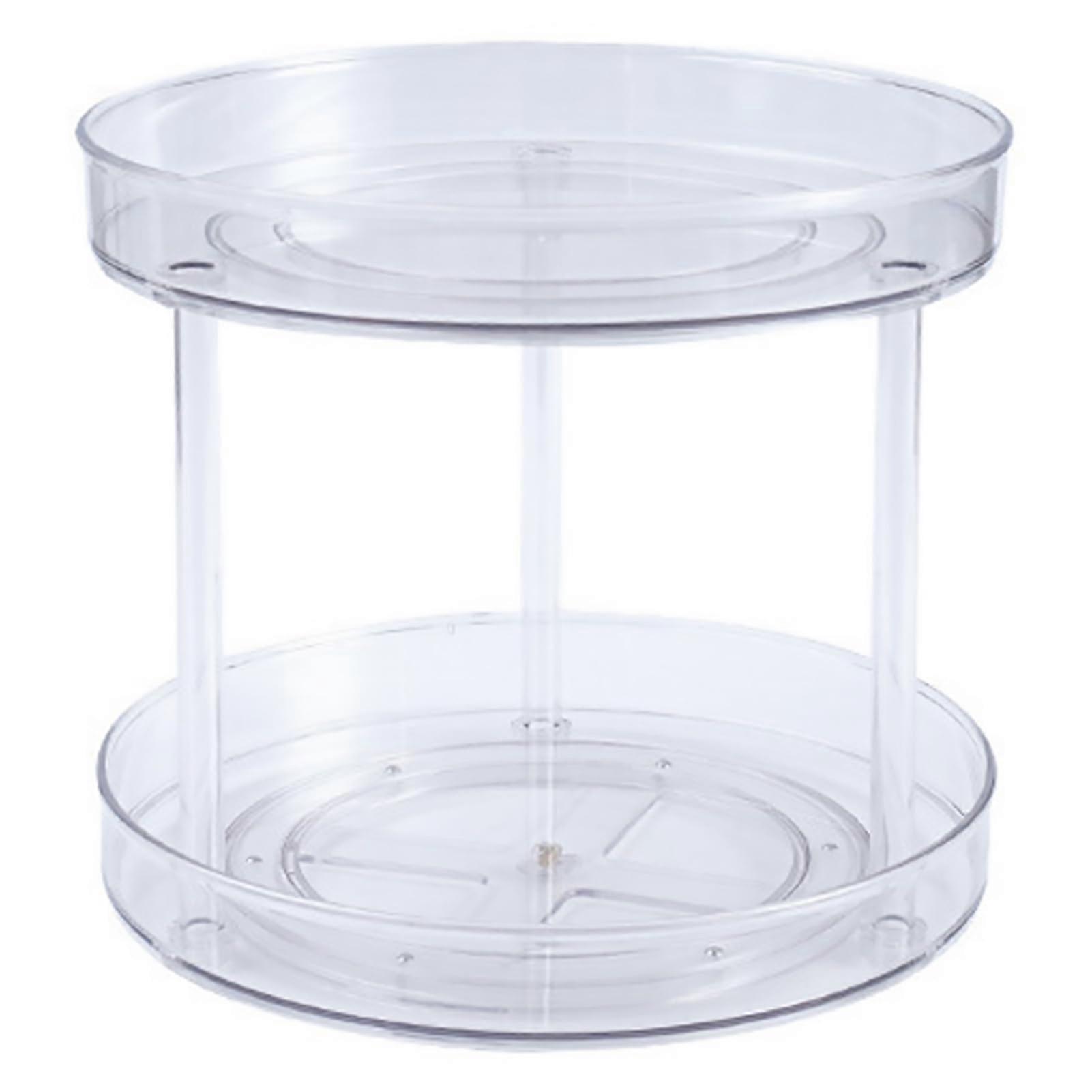Lazy Susan Organizer with 360° Rotation, Double Layer Clear Rack for Kitchen and Bathroom Storage