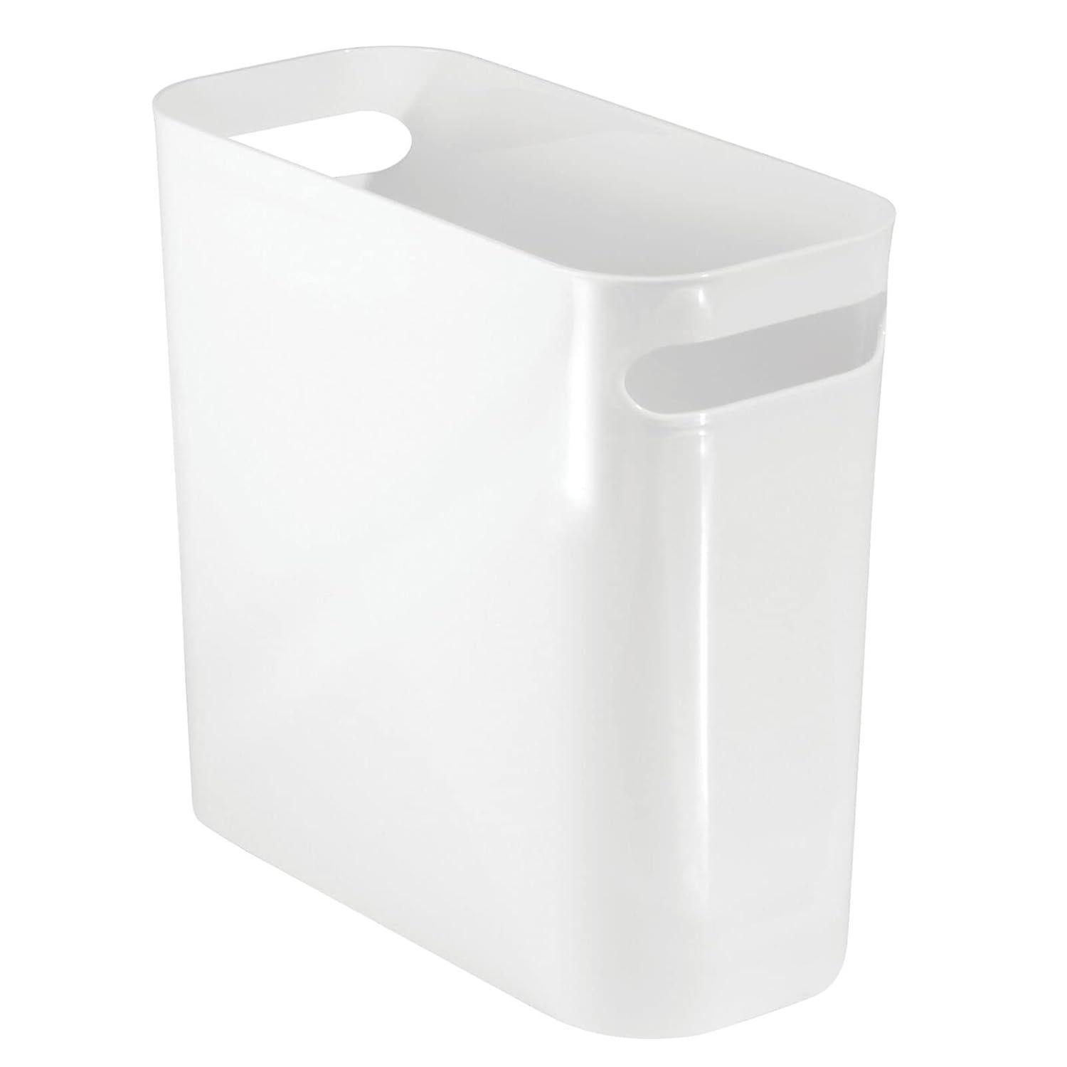 Plastic small trash can Wastebasket Narrow white