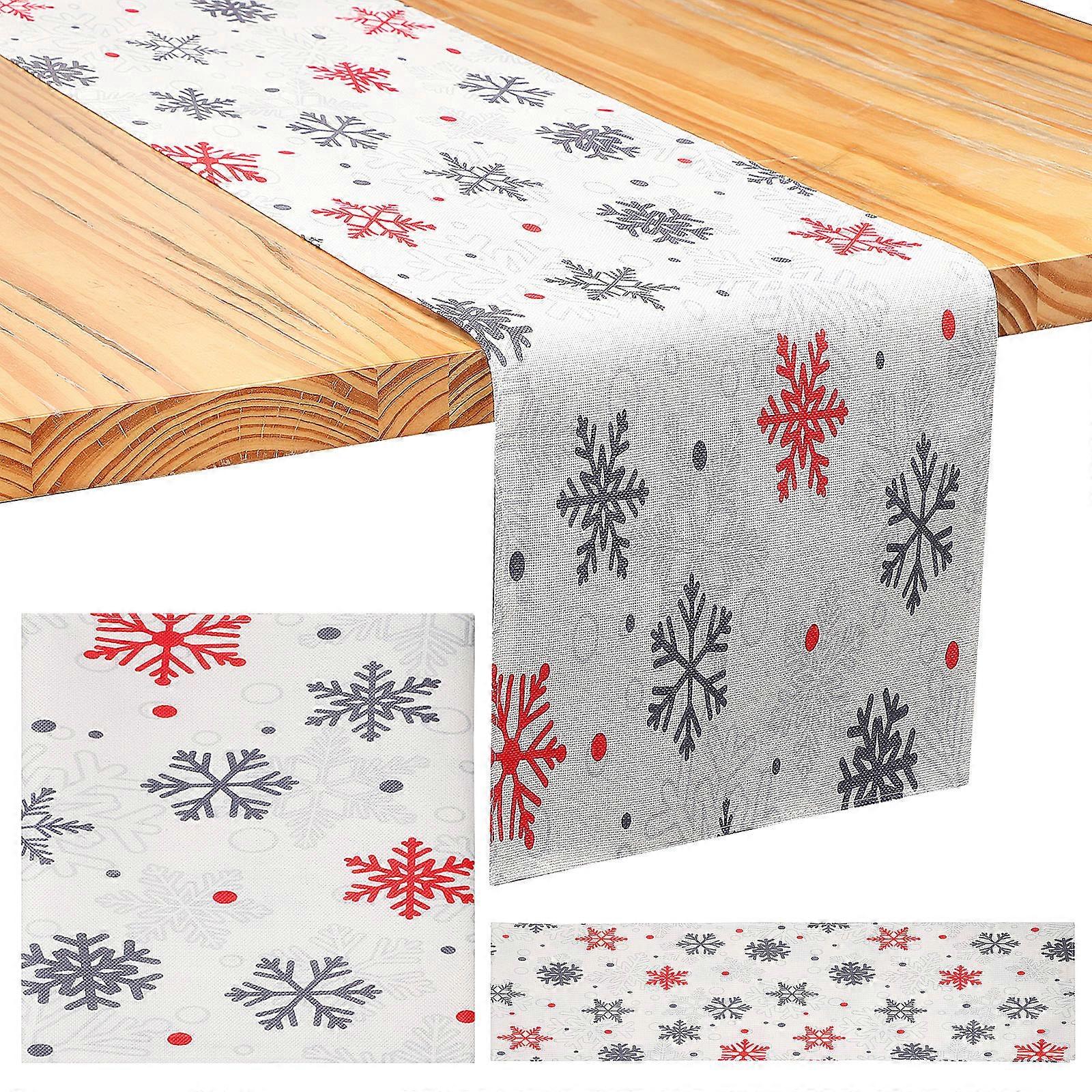 Christmas Table Runner Linen Table Runner for Festive Party 3Pcs