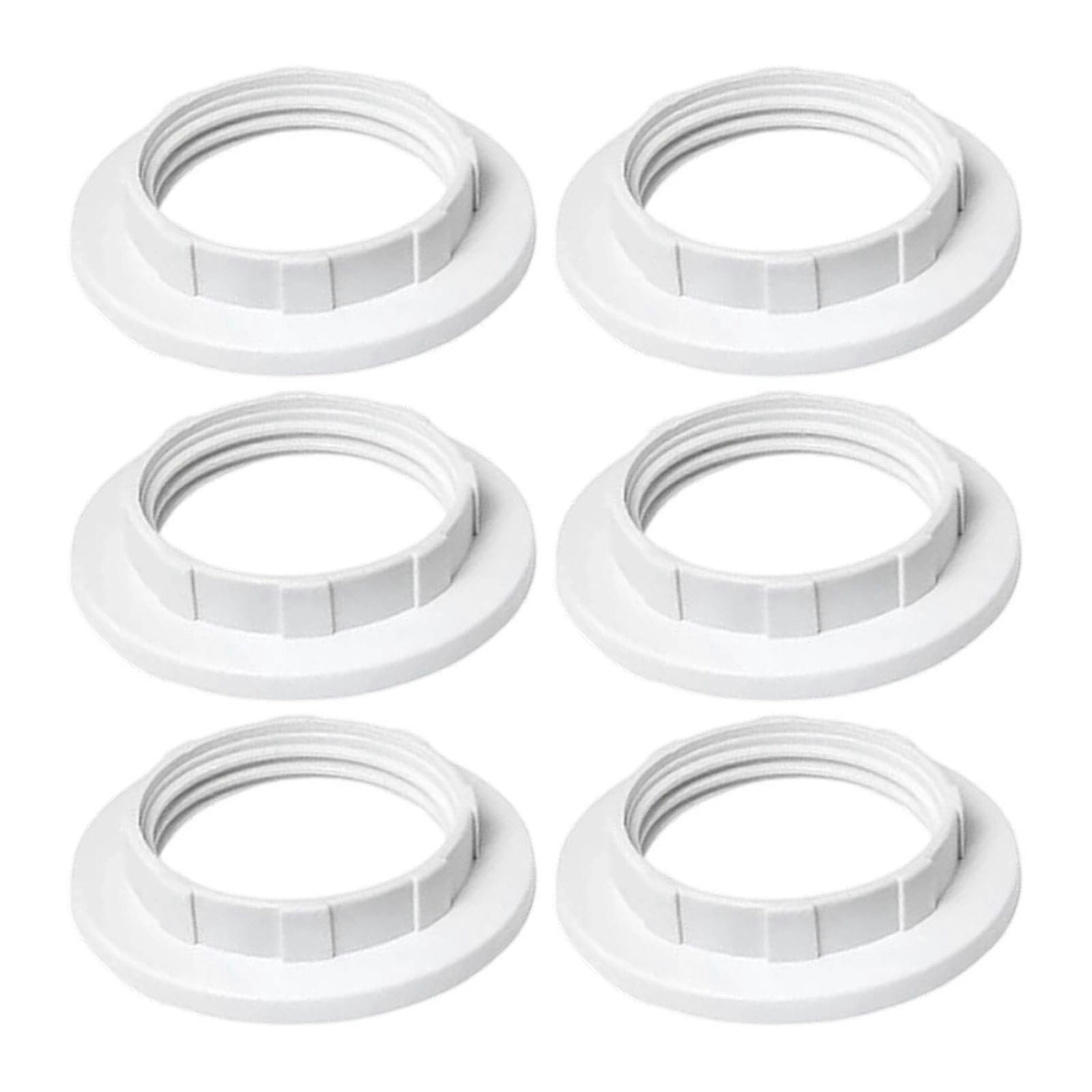 6pcs E26 E27 Lamp Shade Rings Holder Set for Pendant and Table Lights, White Flame Retardant Ref:4642