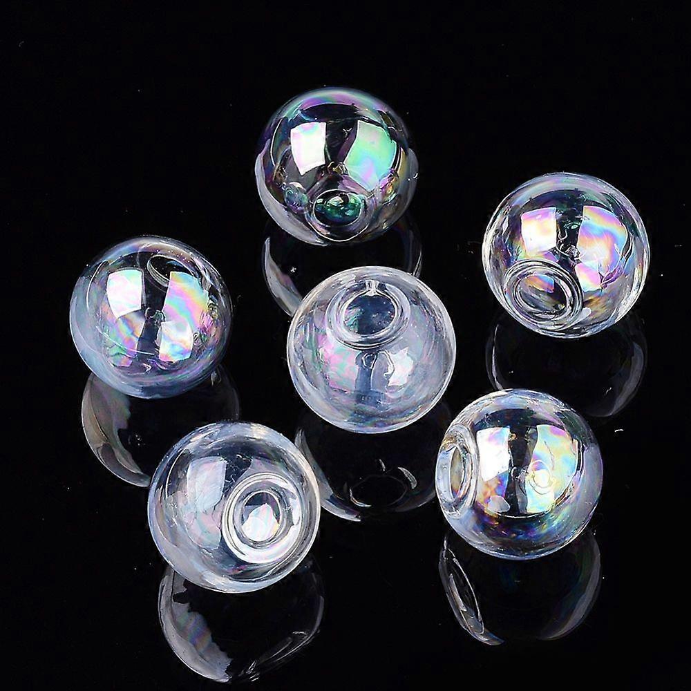 Round Handmade One Hole Blown Glass Globe Ball Bottles for Glass Vial Pendants Making AB color Plated Clear AB 14x13mm Hole: 3.5~4mm