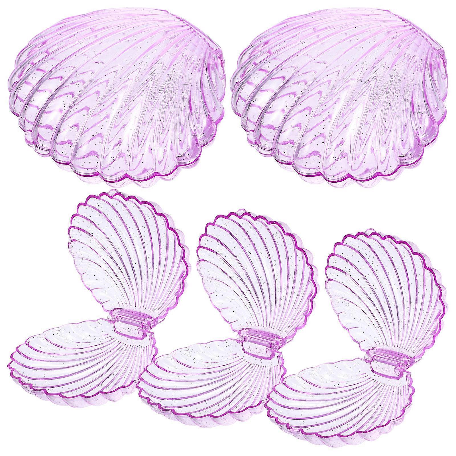 Violet Shell Candy Boxes for Storage 5Pcs Plastic Sea Shell Candy Containers
