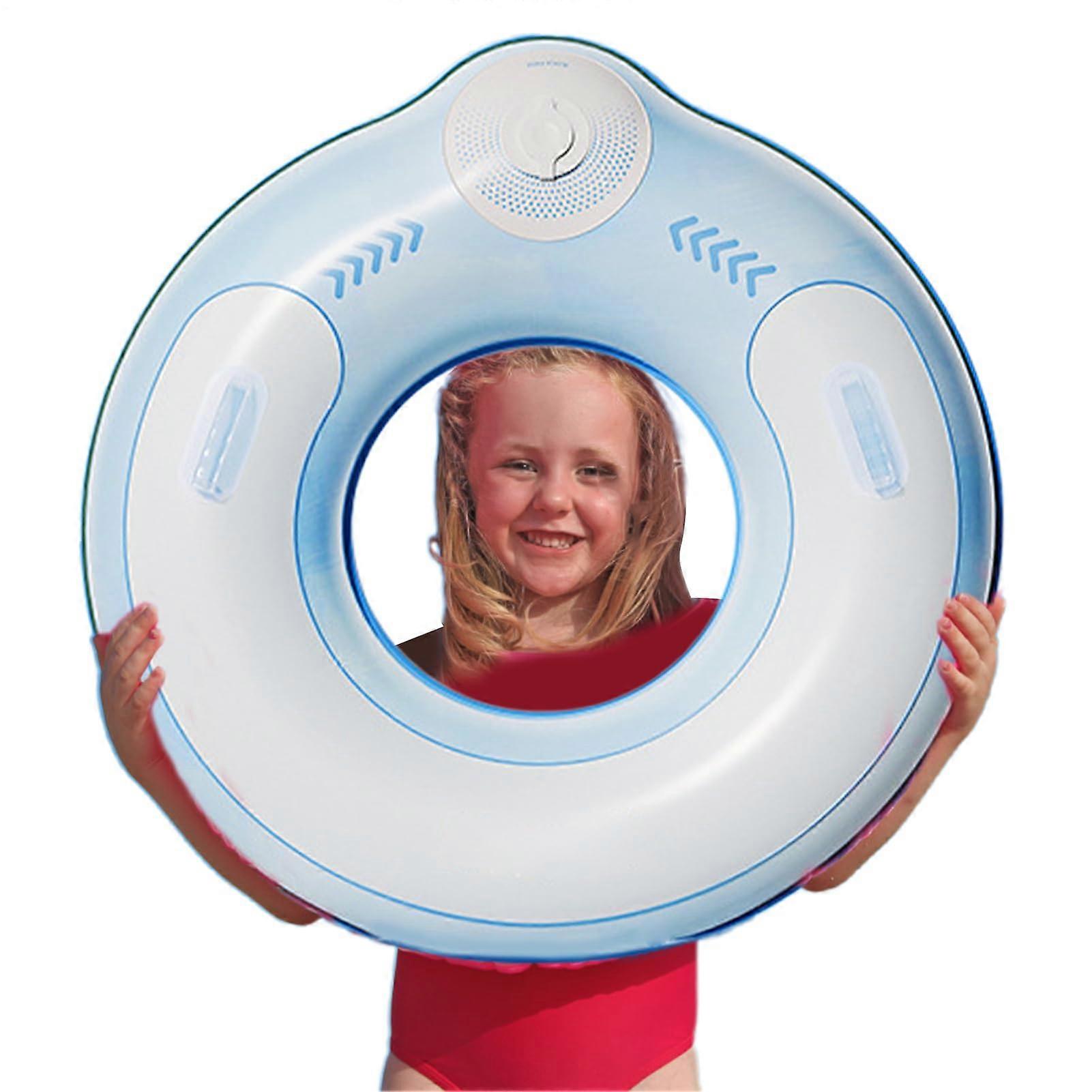 Pool Float Ring with Handles Large Buoyancy Inflatable Swim Ring for Kids Lake Blue