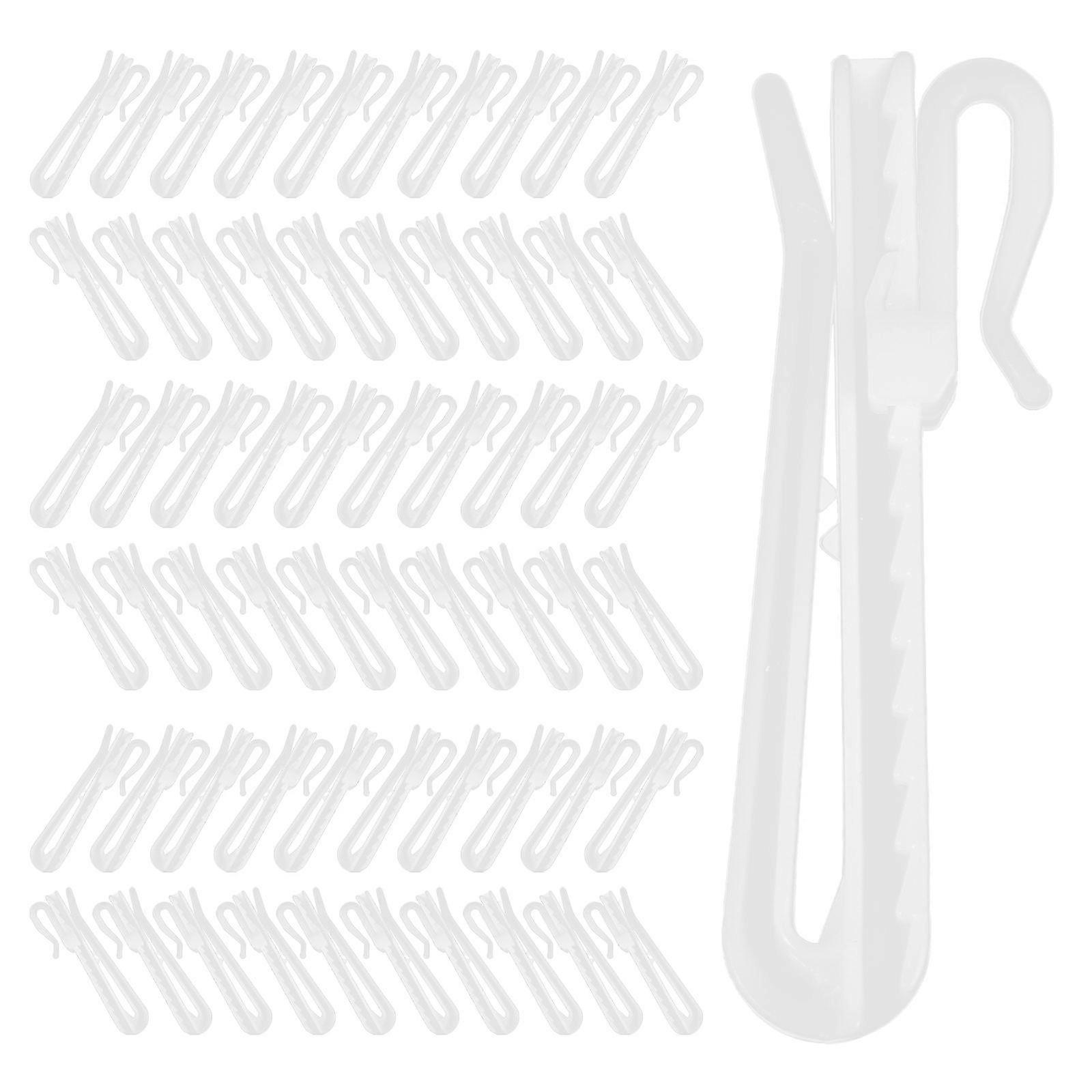 Adjustable Curtain Hook Plastic Curtain Hooks for Window Curtains 100Pcs