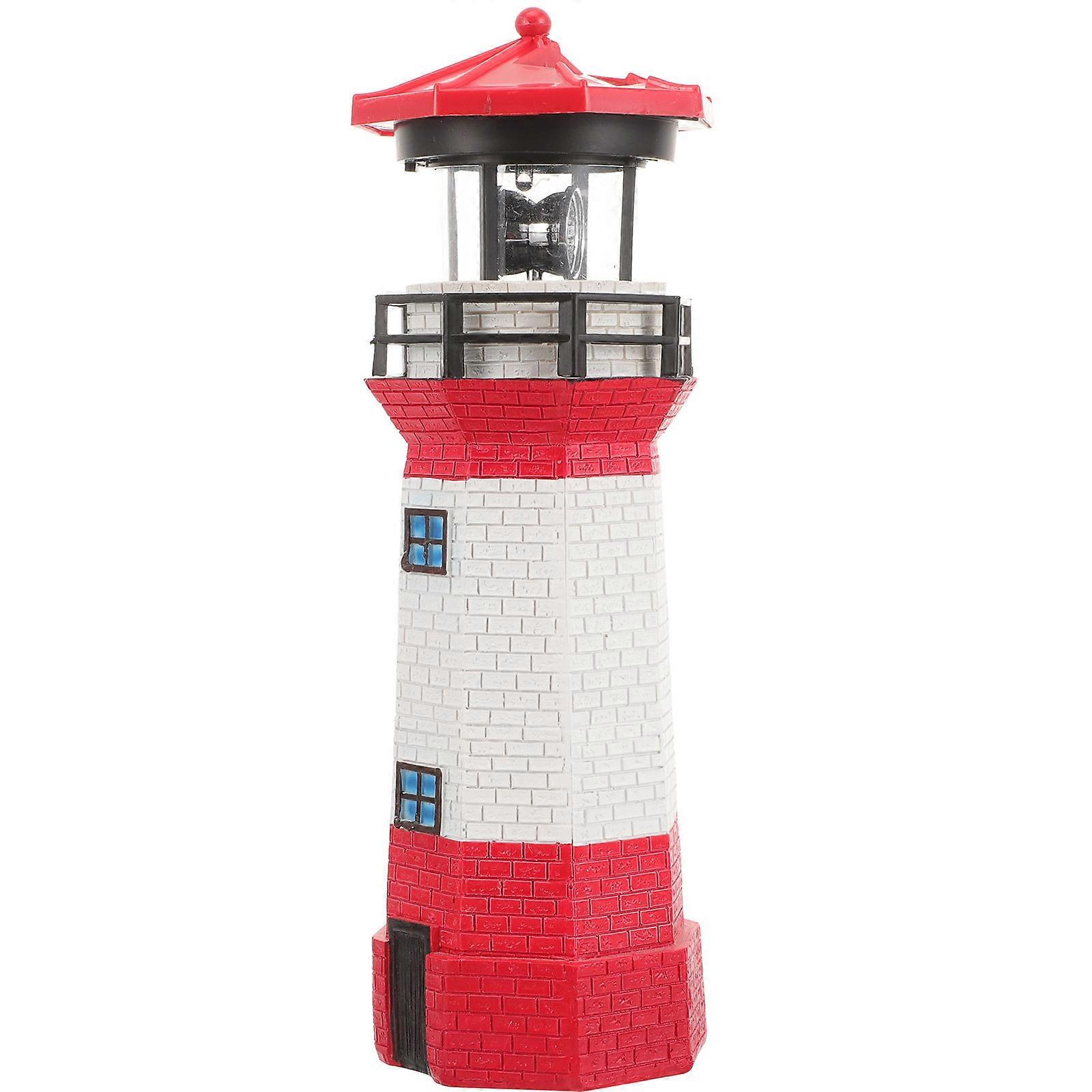 Solar Powered Rotating Lighthouse Resin Lighthouse for Yard Decor