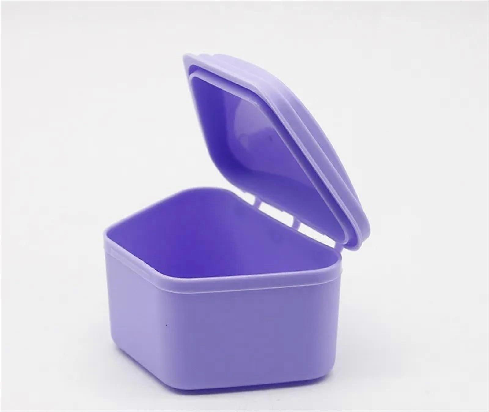 30 Pcs Trapezoidal Denture Storage Box Purple Plastic Denture Bath Box for Cleaning and Soaking