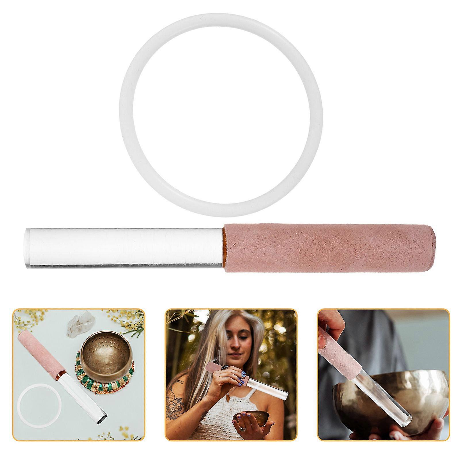 Singing Bowl Mallet for Meditation with Rubber Ring 1Set Assorted Color
