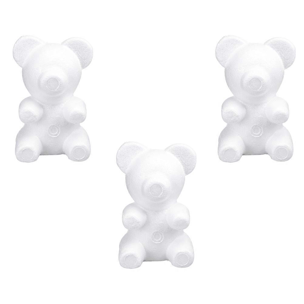 Modelling Bear Craft DIY Bear Model for Decoration 3Pcs White Foam