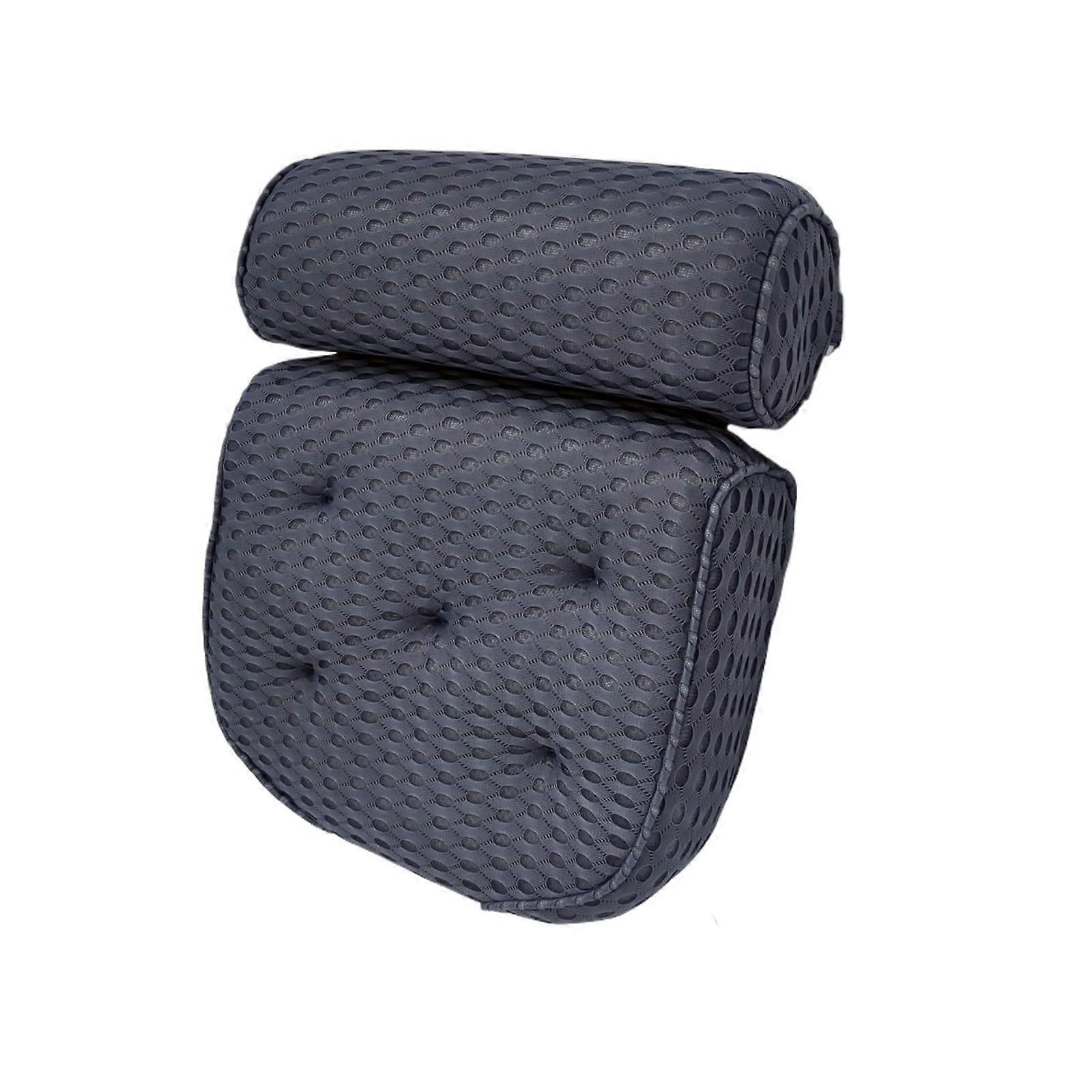 Bath Pillow with Suction Cups, Ergonomic Neck Support, QuickDrying Spa Tub Pillow White