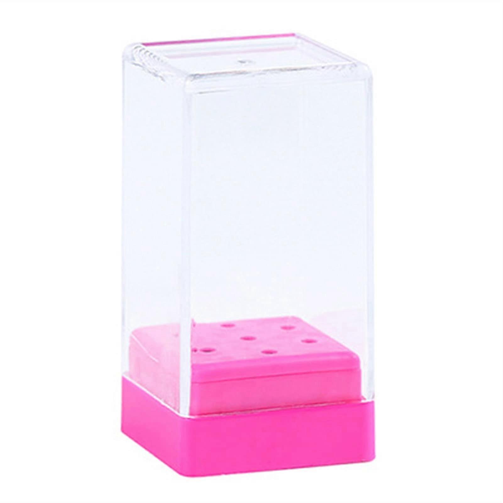 Nail Drill Bit Holder Pink Acrylic Nail Art Storage Box Compact Durable Organizer