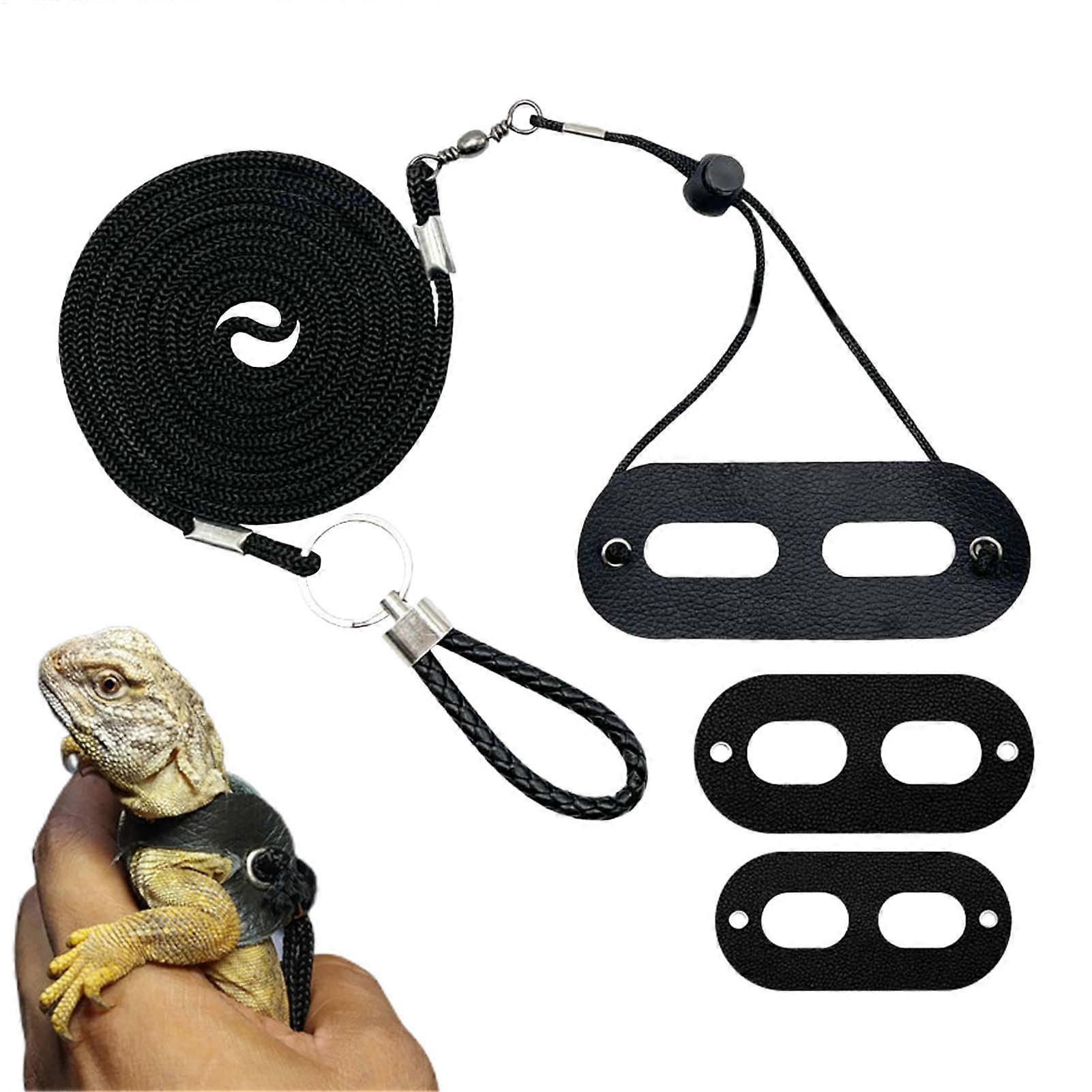 Adjustable Bearded Dragon Harness Leash Set with Soft Leather Vest for Lizards, 3 Sizes