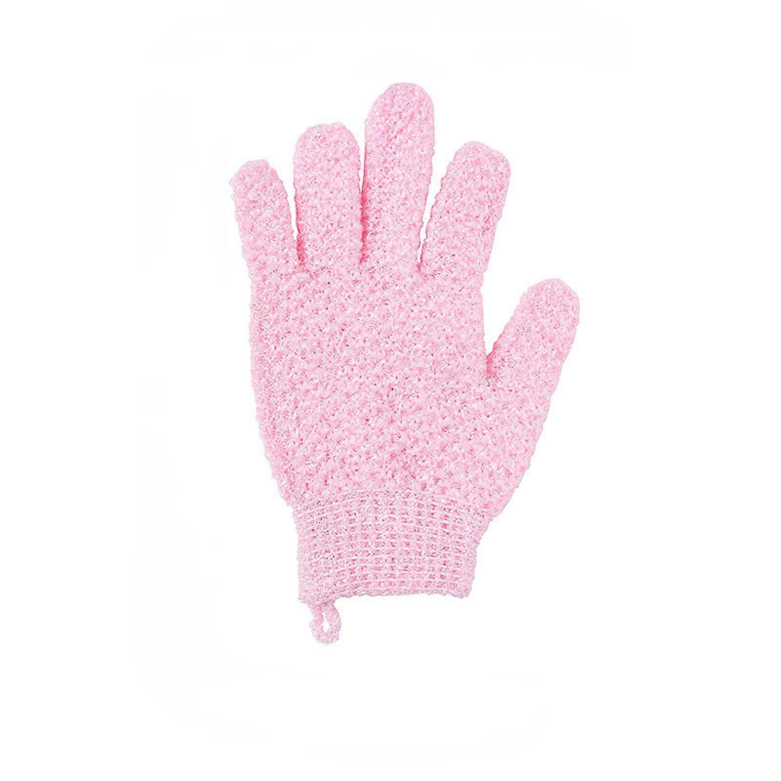 Exfoliating Bath Gloves with Deep Cleansing Texture and Elastic Wrist Strap, Pink Pair