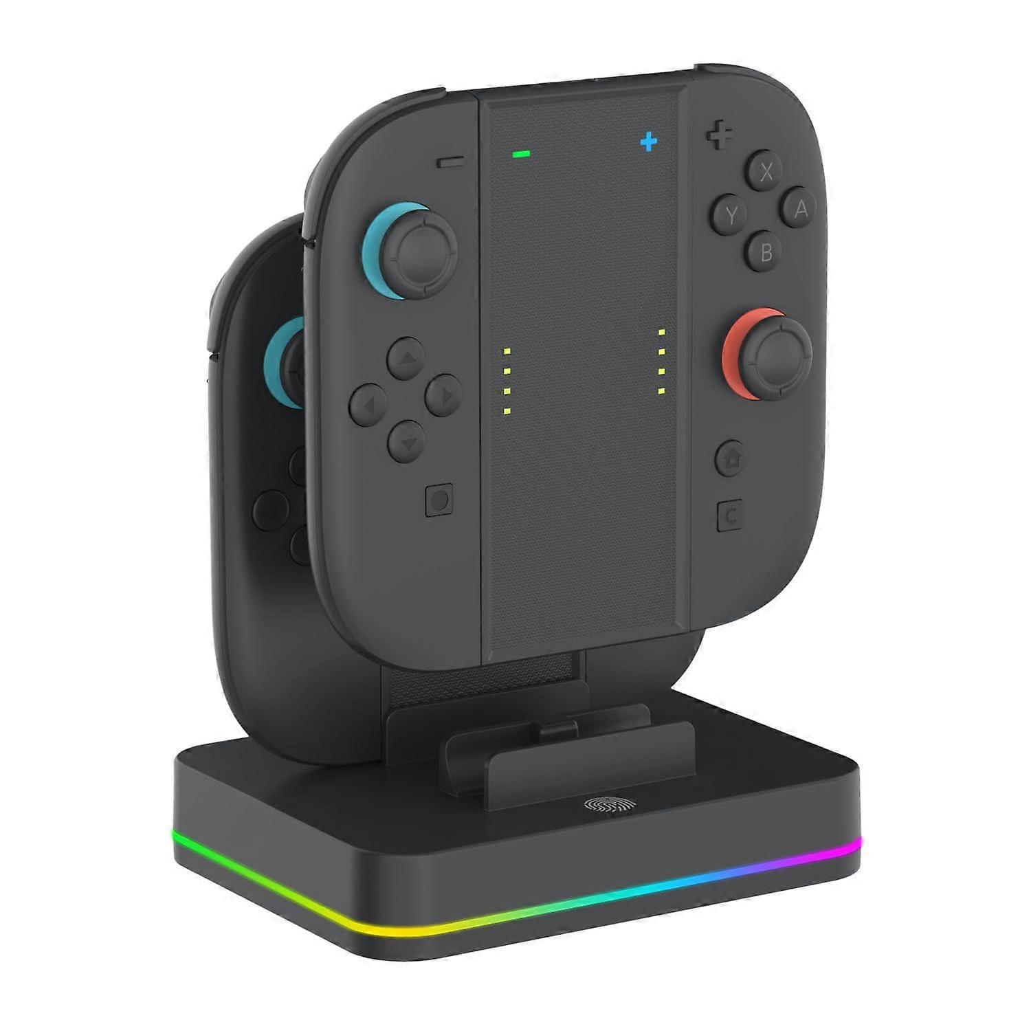 JoyCon Charging Dock for 4 Controllers with 2in1 Grip Design for Nintendo Switch