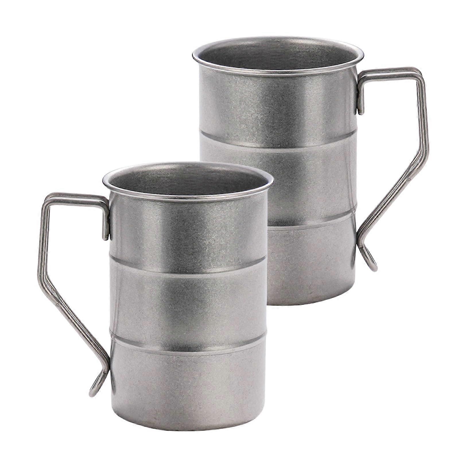 2pcs 350ml Stainless Steel Coffee Mug Outdoor Camping Cup Rust Resistant Keeps Drinks Hot Cold