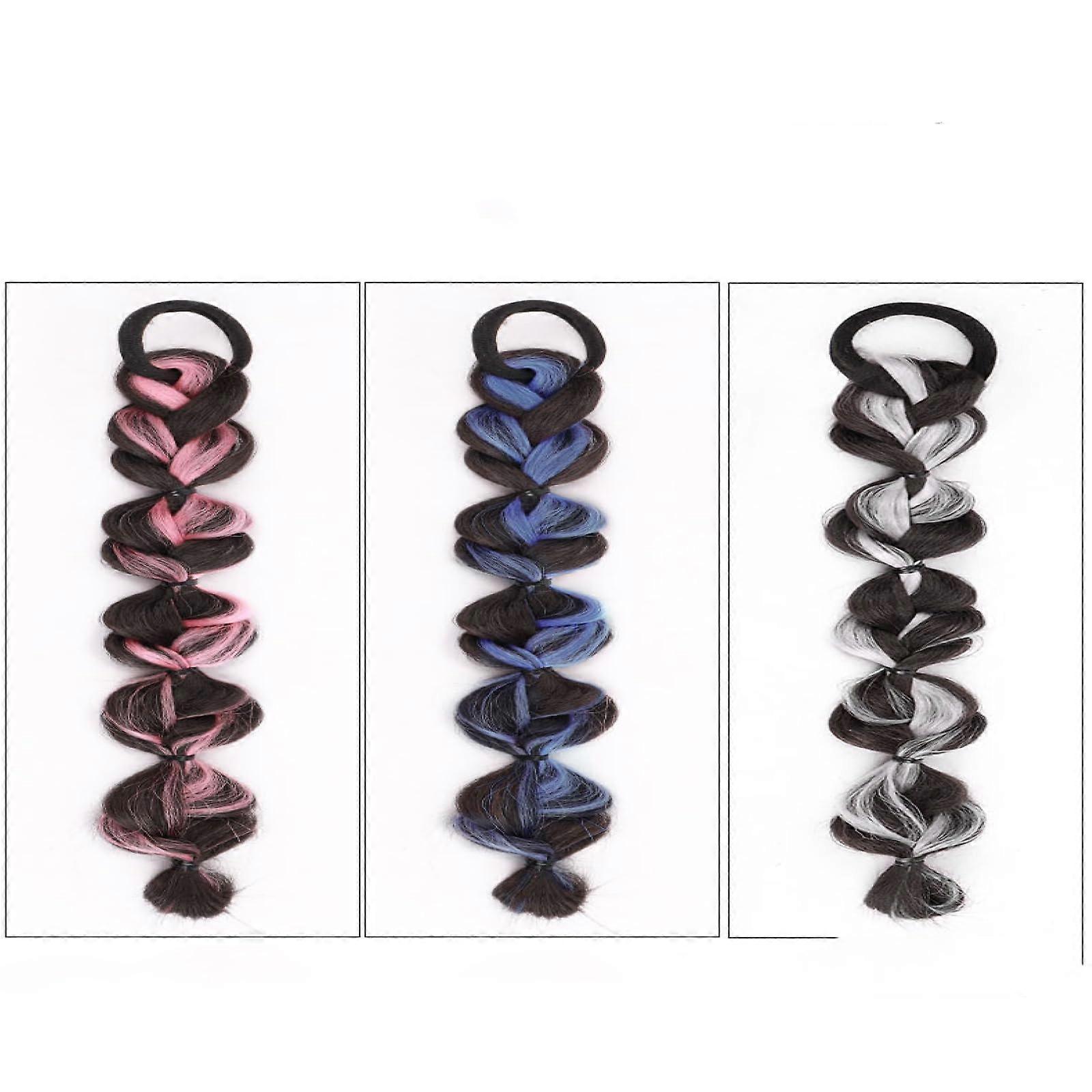 Braided Wig with Pick Dye Bubble Braid, Double Ponytail Volume and Natural Finish