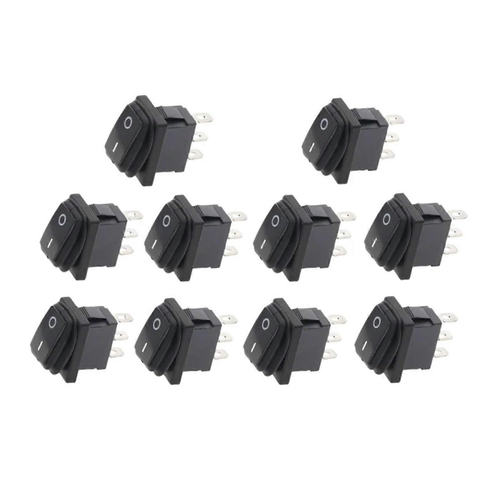10pcs 2D3P Black ONON KCD1 Rocker Toggle Switch 12V 220V Dual Voltage Compatible