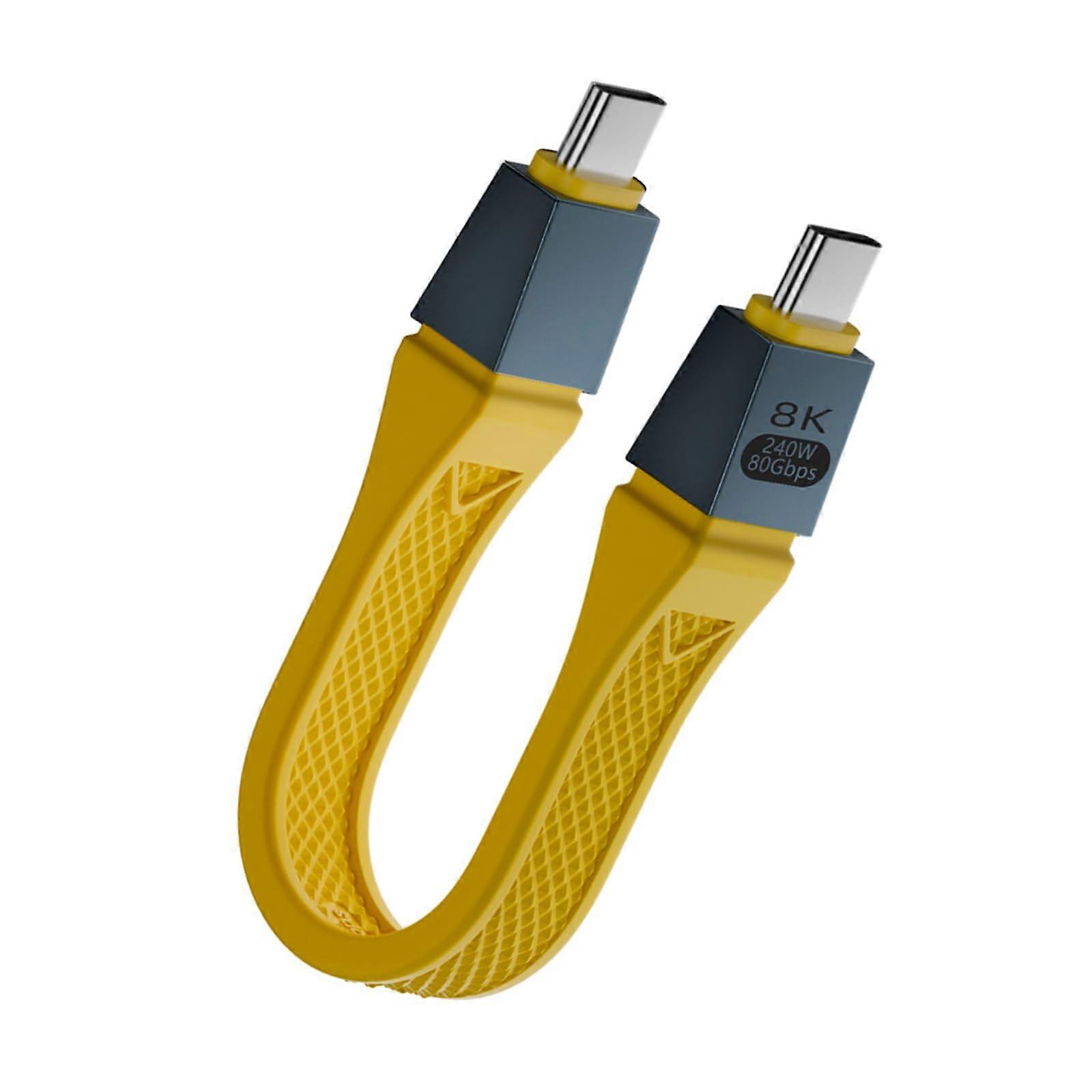 USB C to USB C Cable 240W Fast Charging 80Gbps Data Transfer Short 8K Extension Yellow