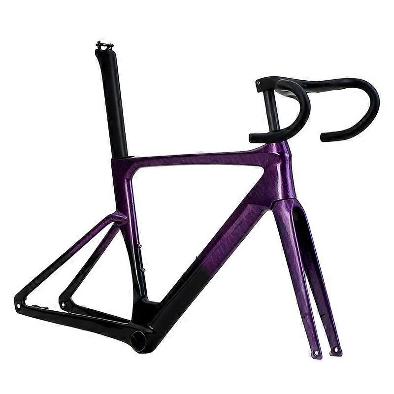 Purple Carbon Gravel Bike Frame Road Thru Axle Frameset 51cm With A Handlebar